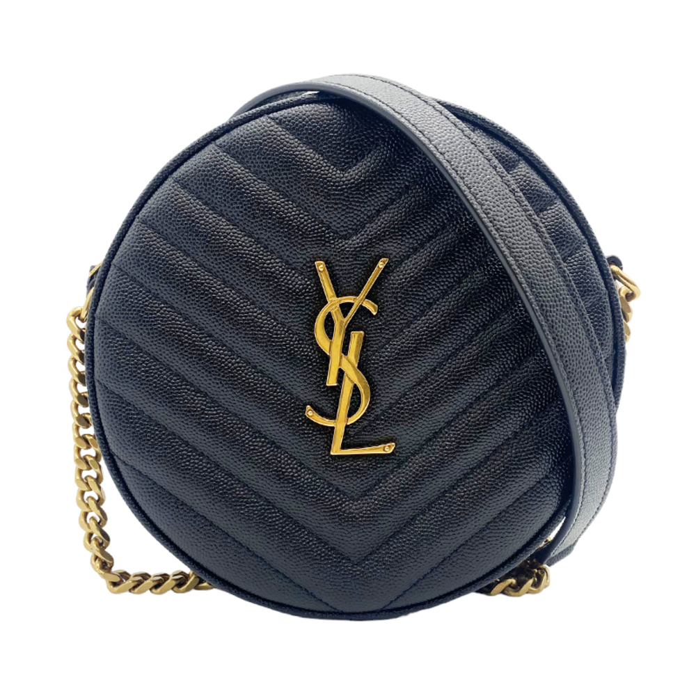 Saint Laurent Vinyl Chain Leather Black Gold Hardware